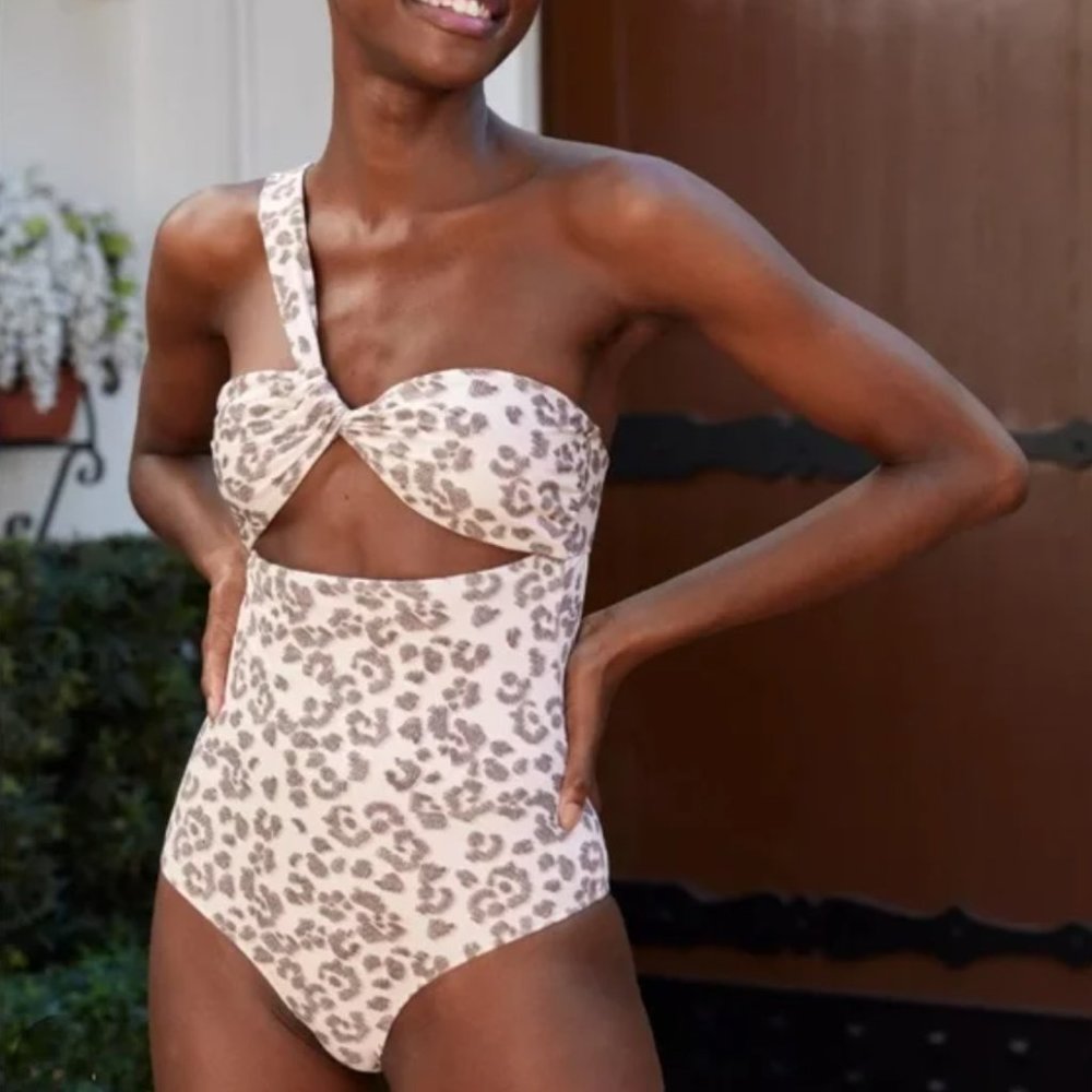 AERIE (NWT) One Shoulder Leopard One Piece Swimsuit, Size M